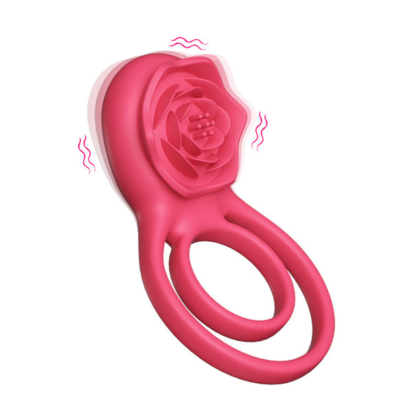 Rose Penis Ring with Vibration & Clitoral Stimulator Combo