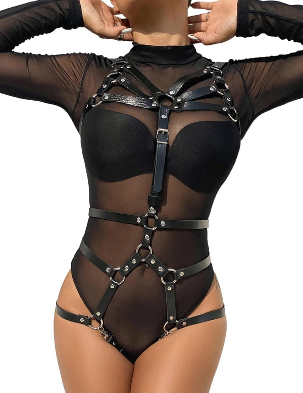 Edgy Elegance: Strappy Leather Body Harness for Fearless Fashion