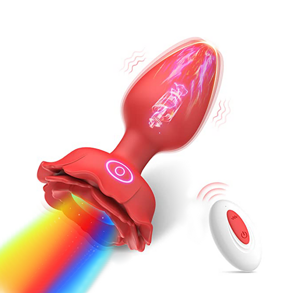 Anal LED Butt Plug with Vibrations & Rose-Shaped Design