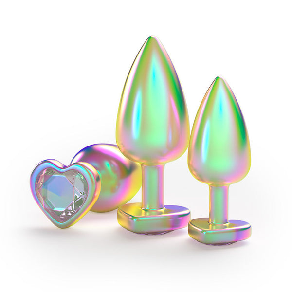 Crystal Rainbow Metal Anal Butt Plug Set