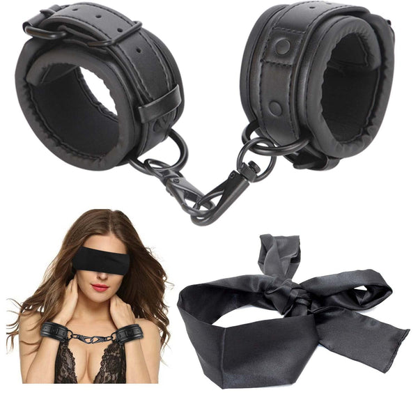 BDSM Restraint Set – Durable Handcuffs and Eye Mask for Exciting Roleplay